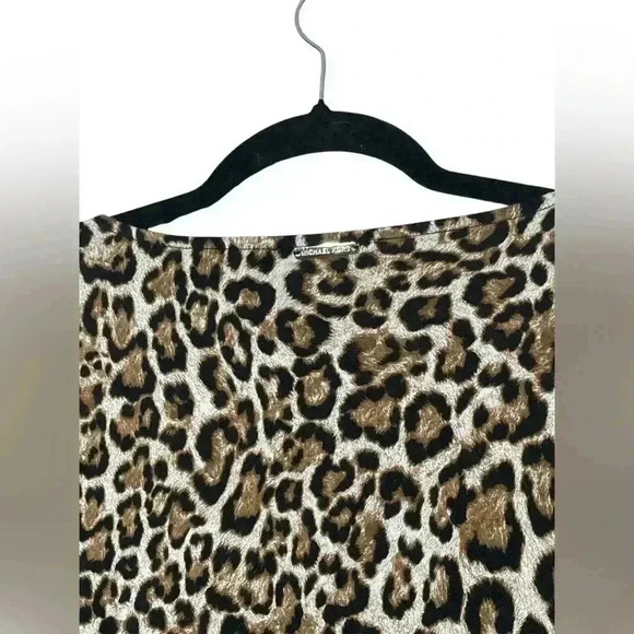 Michael Kors Leopard Animal Print Lightweight Pullover Blouse Sheer Overlay SM - Picture 6 of 10